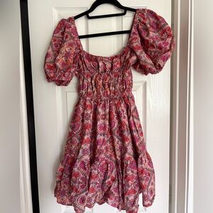Olivaceous Pink Floral Mini Dress